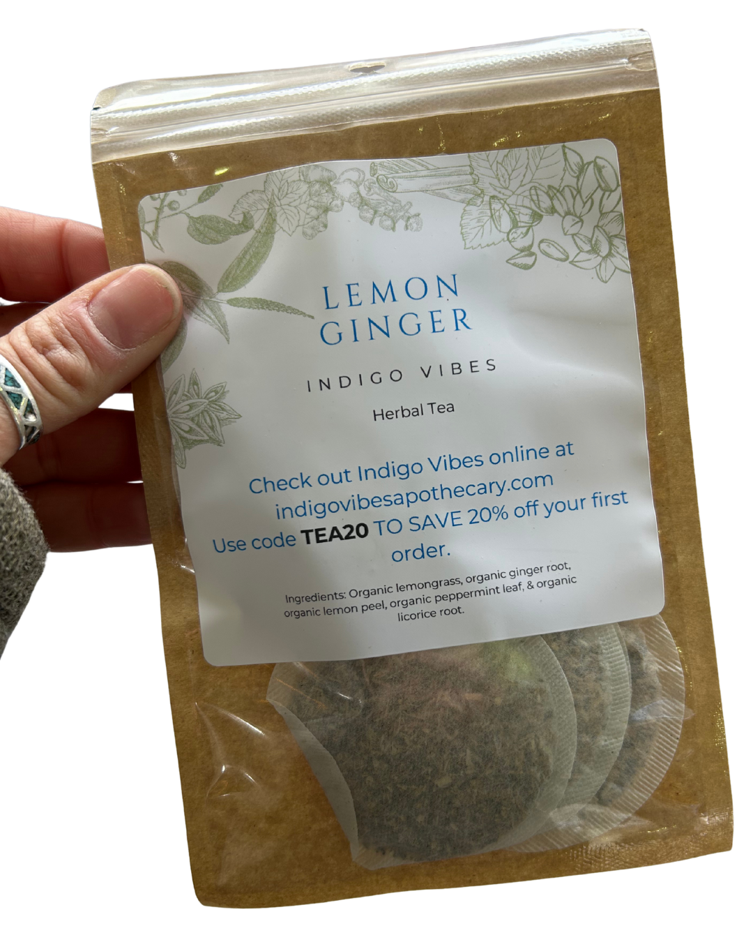 Lemon Ginger Tea Bags - 10 Count